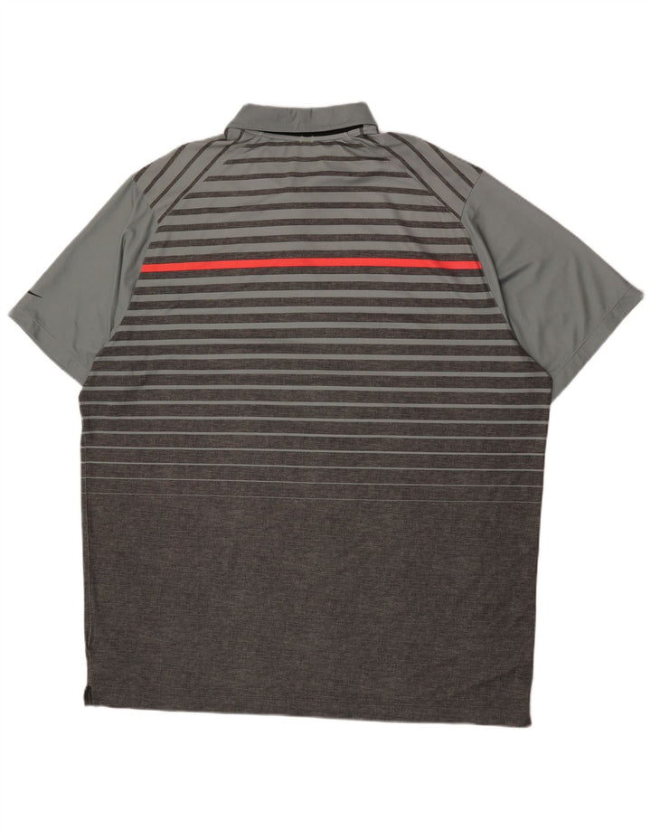 Nike Mens Dri Fit Polo Shirt 2XL Grey Striped Polyester