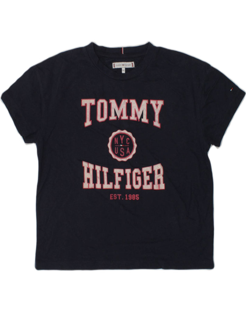 TOMMY HILFIGER Boys Graphic T-Shirt Top 11-12 Years Navy Blue Cotton | Vintage Tommy Hilfiger | Thrift | Second-Hand Tommy Hilfiger | Used Clothing | Messina Hembry 