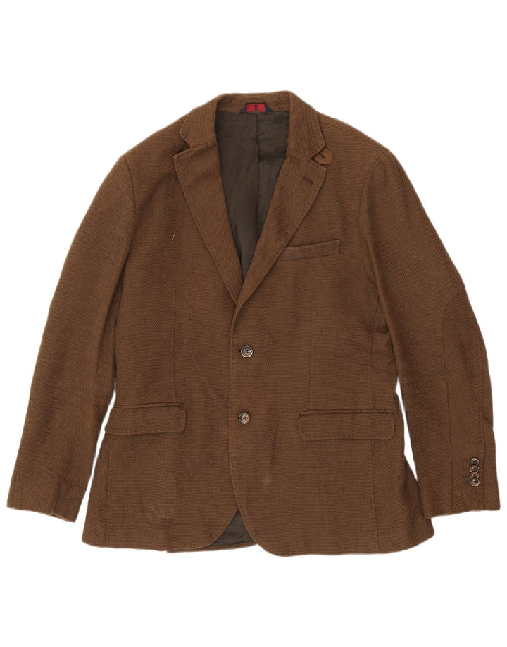 MASSIMO DUTTI Mens 2 Button Blazer Jacket UK 38 Medium Brown Viscose