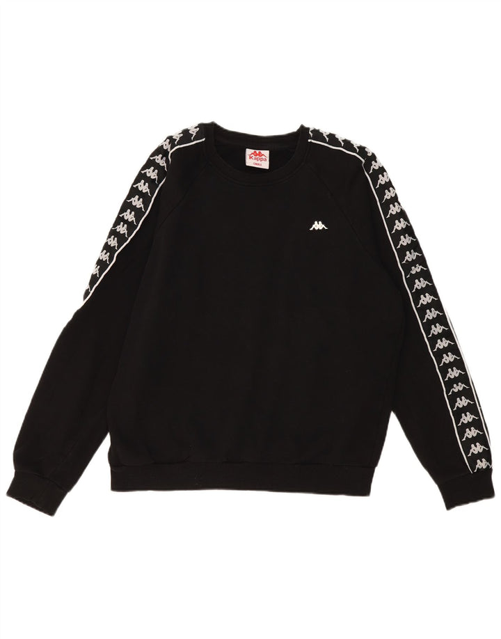 Kappa Mens Graphic Loose Fit Sweatshirt Jumper Small Black Cotton