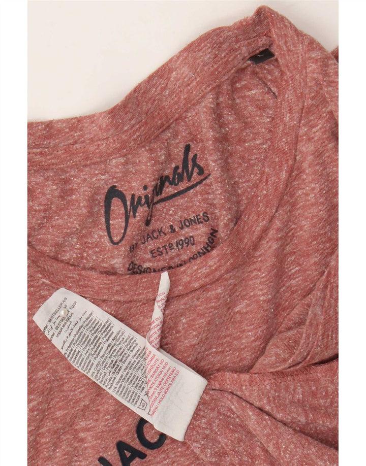 Jack & Jones Mens Graphic T-Shirt Top Large Maroon Flecked Polyester