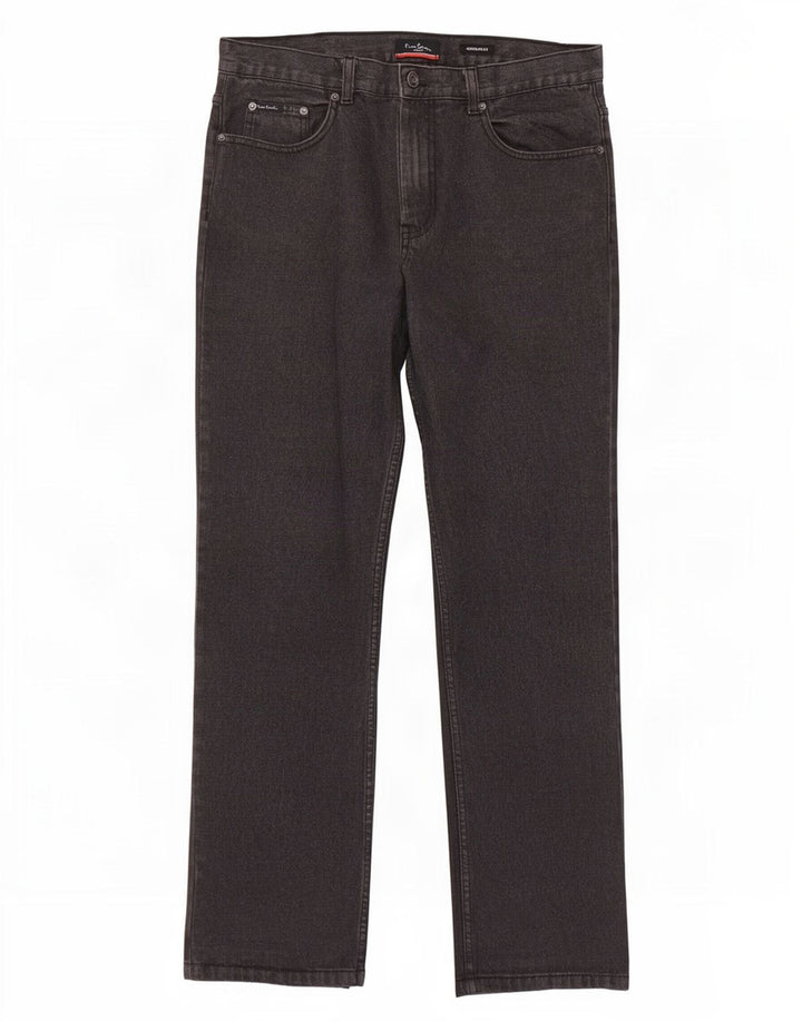 Pierre Cardin Mens Regular Fit Straight Jeans W34 L31 Grey Cotton