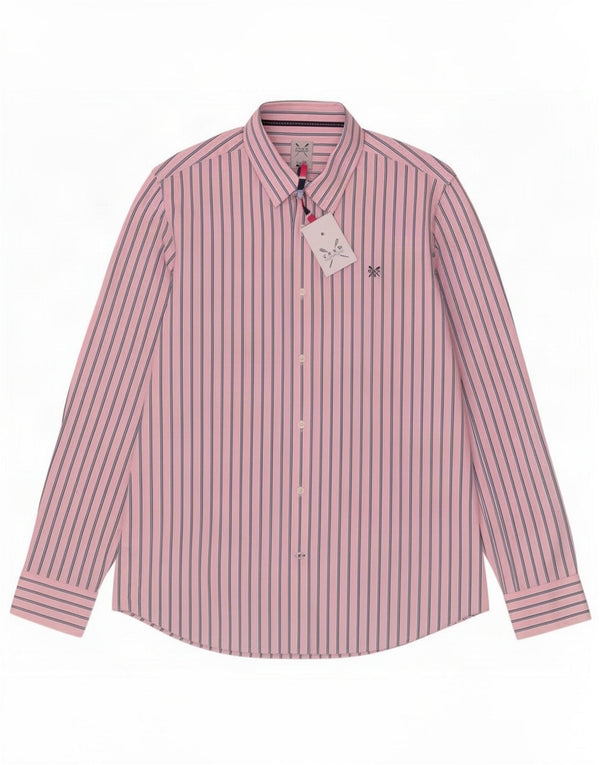Crew Clothing Mens Classic Fit Shirt Large Pink Striped Cotton
