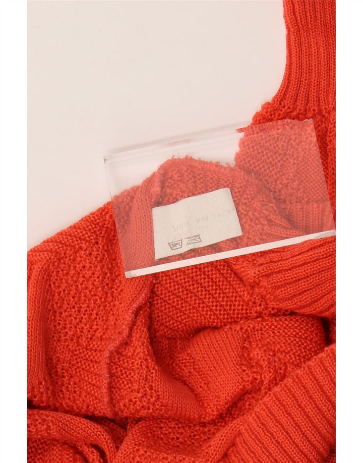 VINTAGE Womens Crew Neck Jumper Sweater UK 18 XL Orange Acrylic
