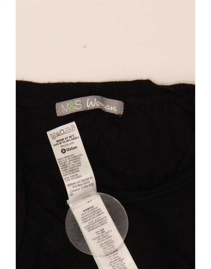 Marks & Spencer Womens Crop V-Neck Jumper Sweater UK 12 Medium Black