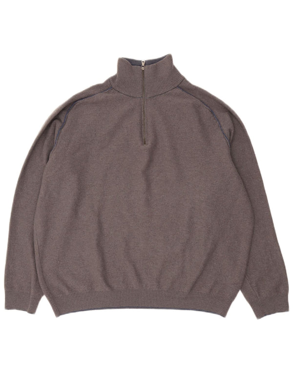 Hugo Boss Mens Slim Fit Zip Neck Jumper Sweater 2XL Grey Virgin Wool
