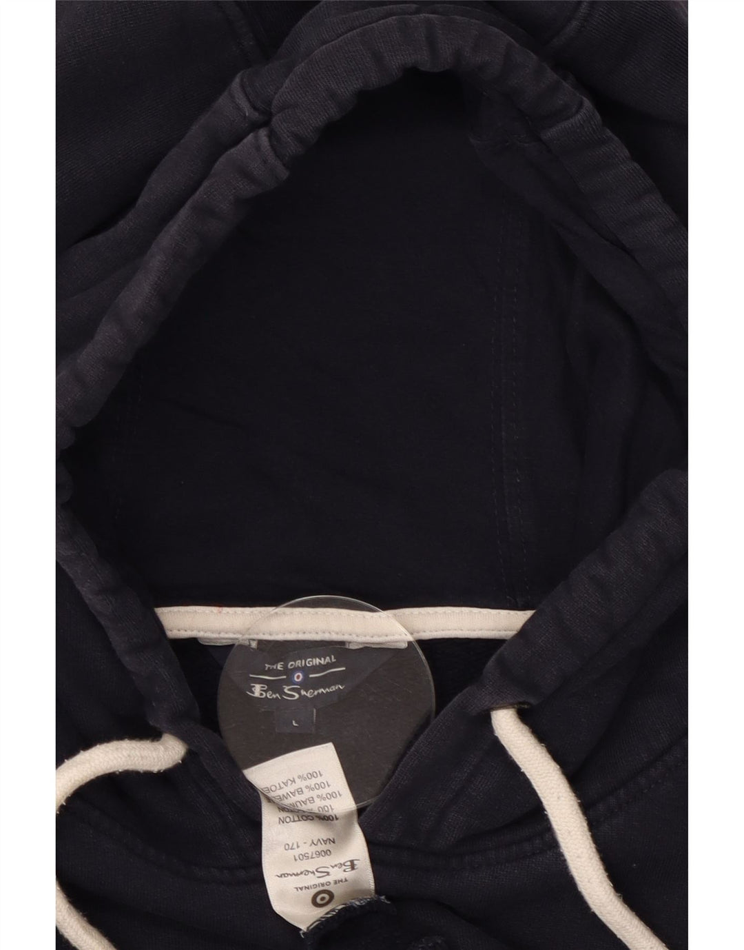 BEN SHERMAN Womens Oversized Graphic Hoodie Jumper UK 16 Large Navy Blue