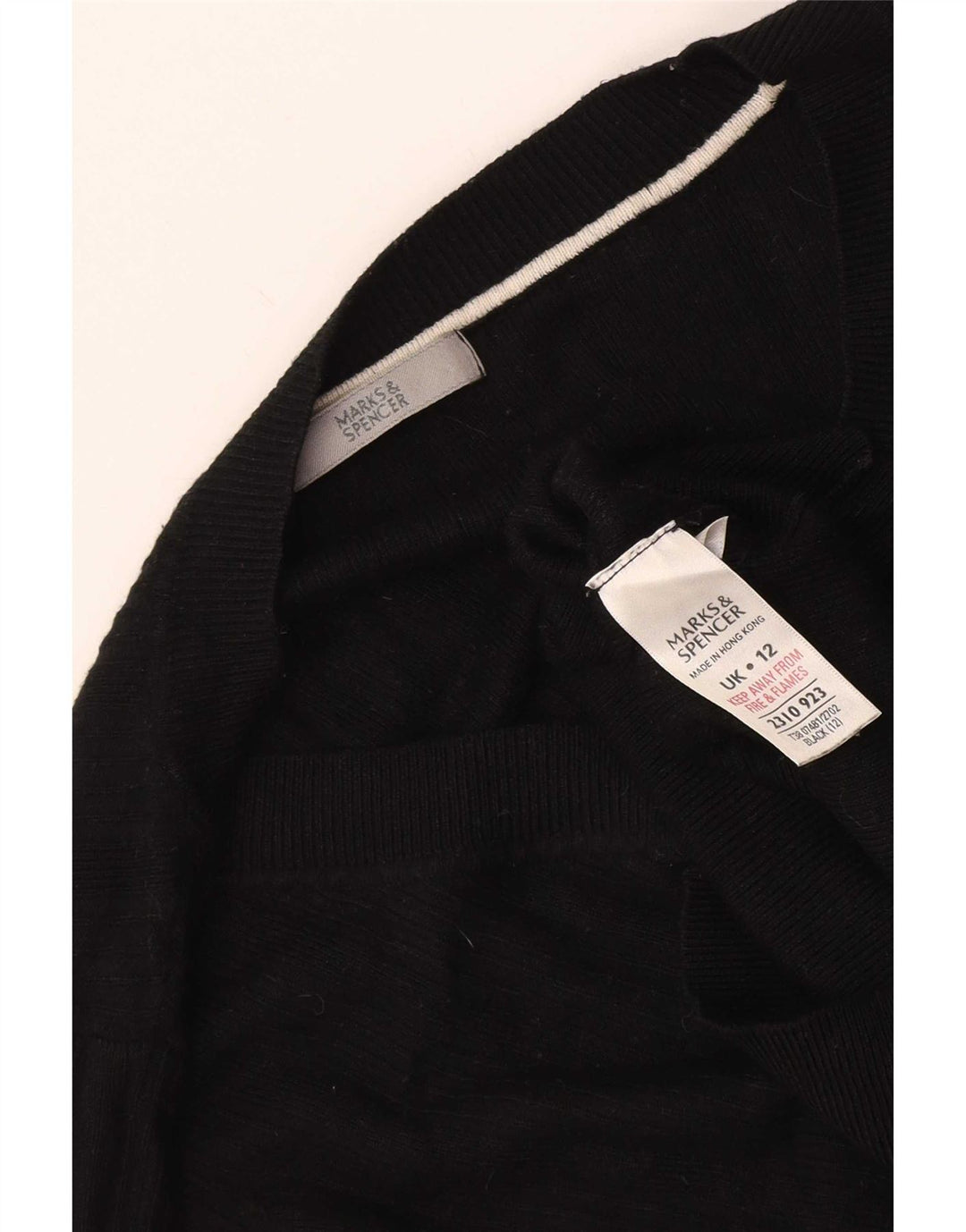 Marks & Spencer Womens Crop V-Neck Jumper Sweater UK 12 Medium Black