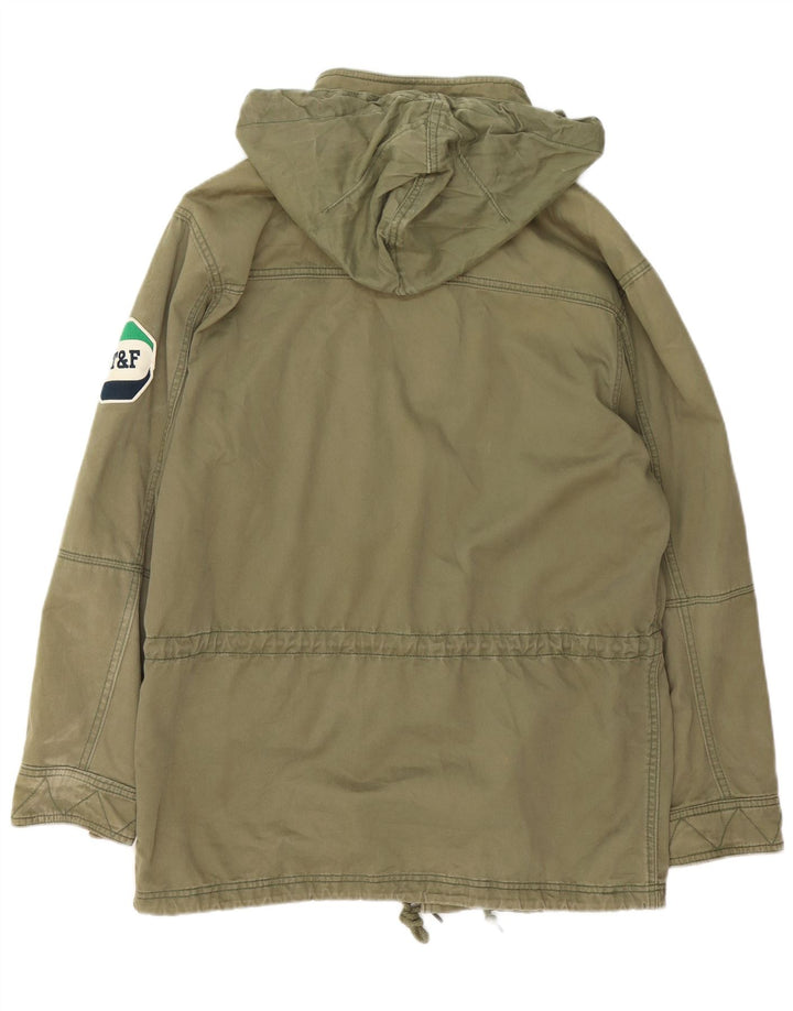 NIKE Mens Hooded Parka Jacket UK 39/41 Medium Khaki Cotton