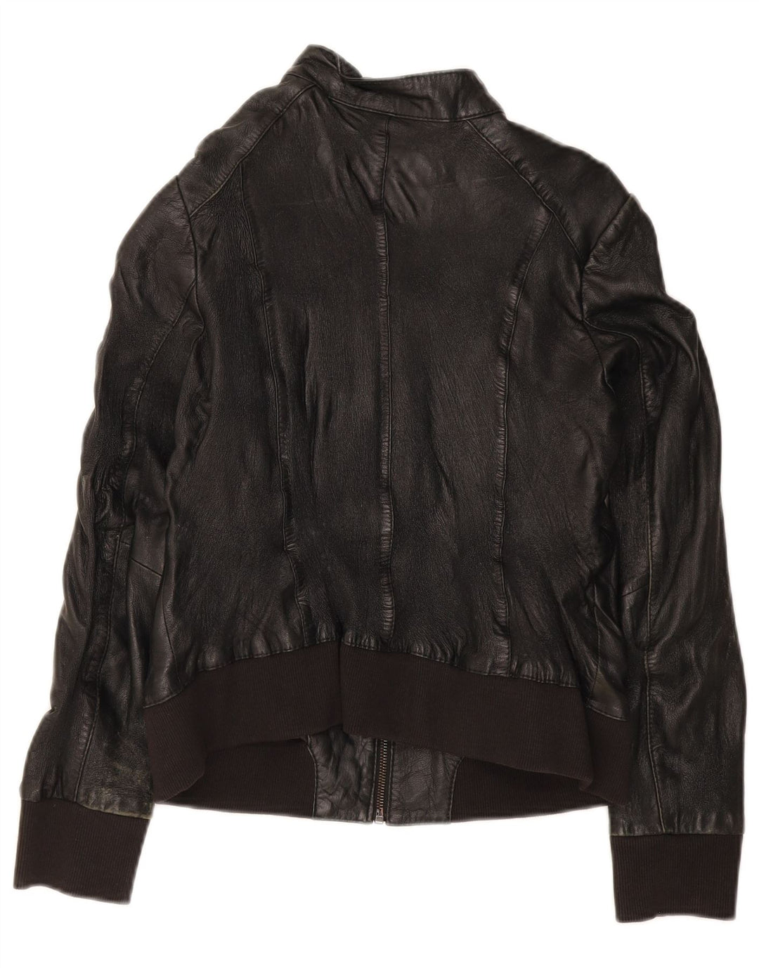 Conbipel Womens Bomber Leather Jacket IT 44 Medium Black Leather