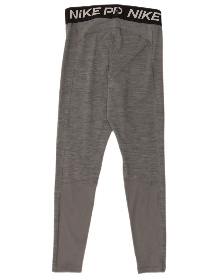 NIKE Womens Dri Fit Graphic Leggings UK 12 Medium  Grey Polyester