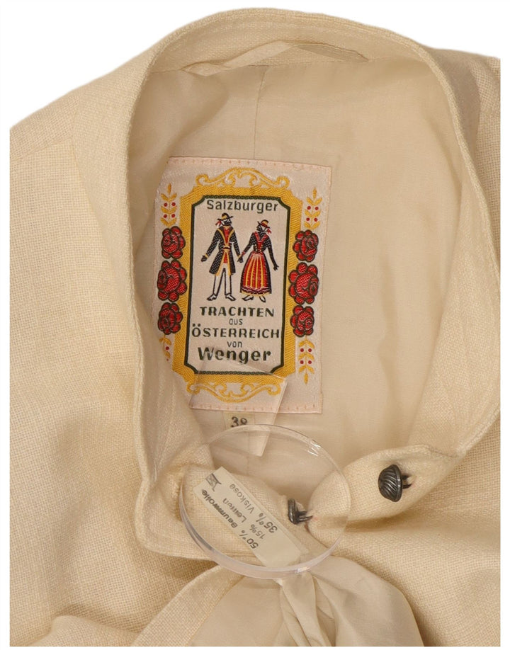 Salzburger Womens Crop 9 Button Blazer Jacket EU 38 Medium Off White Cotton