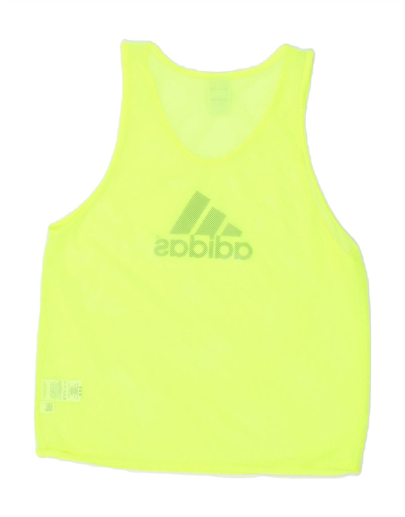 ADIDAS Womens Graphic Vest Top UK 10 Small Yellow Polyester | Vintage Adidas | Thrift | Second-Hand Adidas | Used Clothing | Messina Hembry 