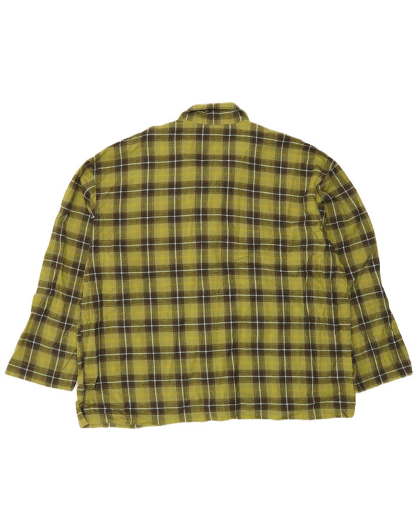 EDDIE BAUER Mens Flannel Shirt 2XL Green Check Cotton