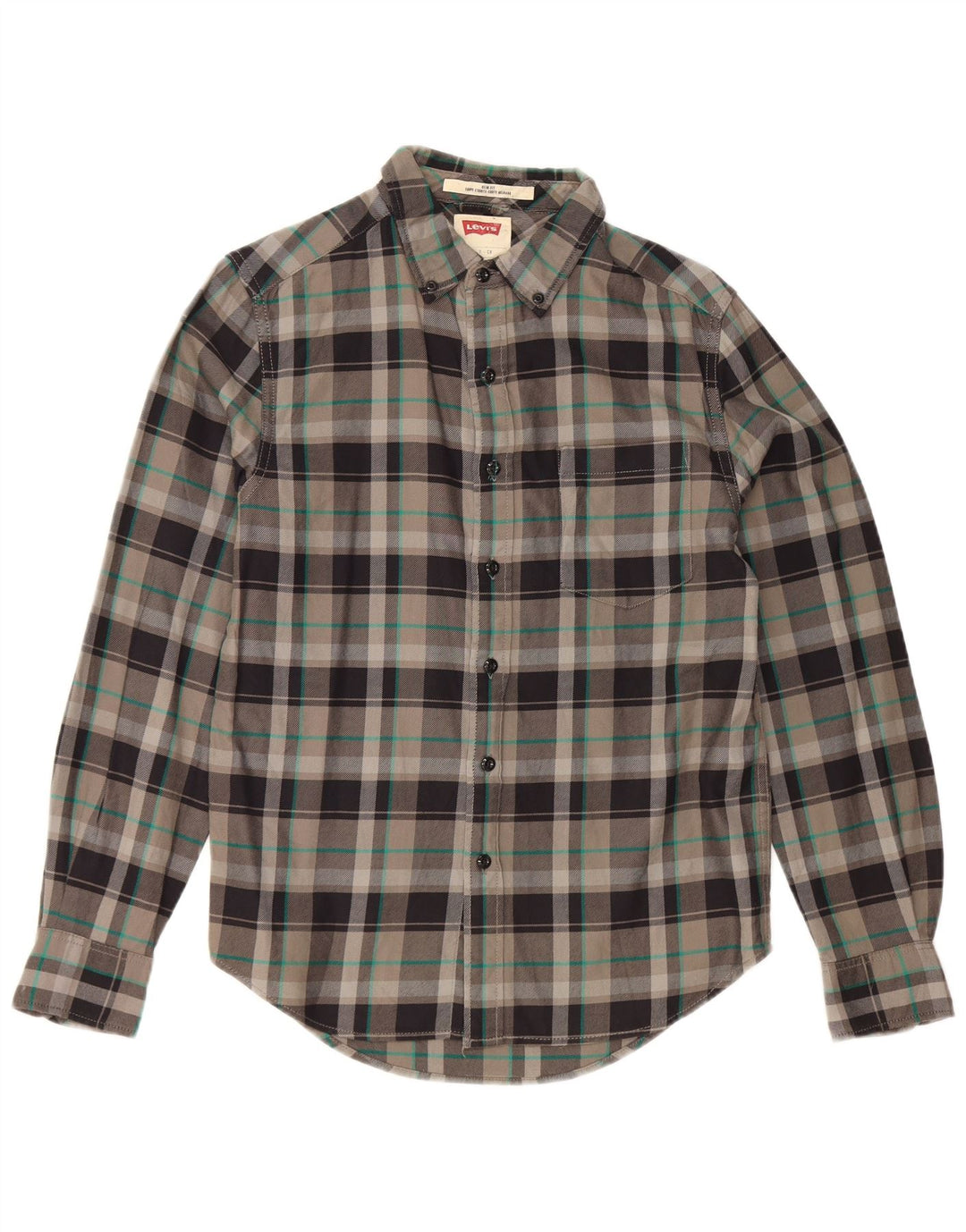 Levi's Mens Slim Fit Flannel Shirt Small Grey Check Cotton