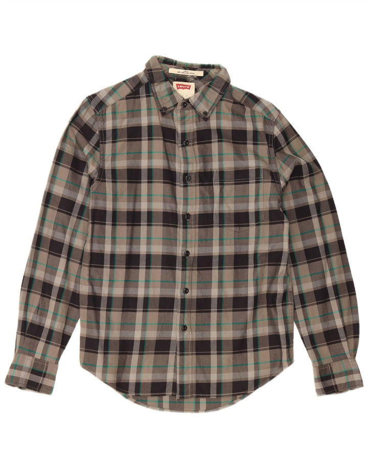Levi's Mens Slim Fit Flannel Shirt Small Grey Check Cotton