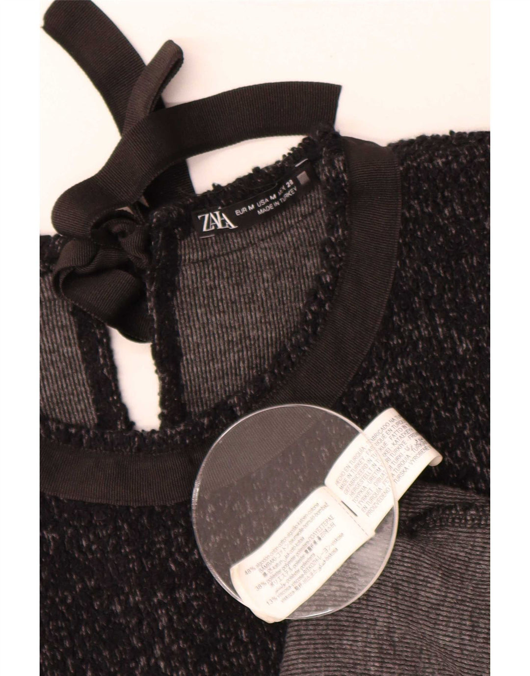 Zara Womens Basic Dress UK 14 Medium Black Flecked Cotton