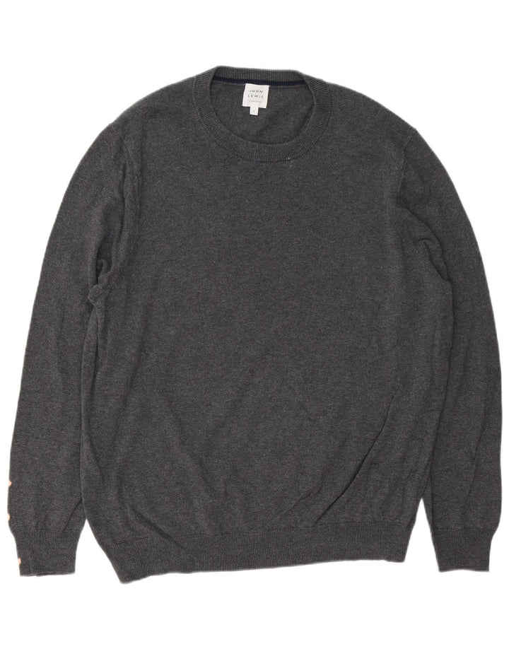 John Lewis Mens Crew Neck Jumper Sweater Large Grey Cotton