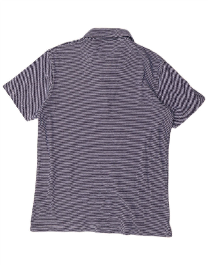 TIMBERLAND Mens Regular Fit Polo Shirt Medium Blue Striped Cotton