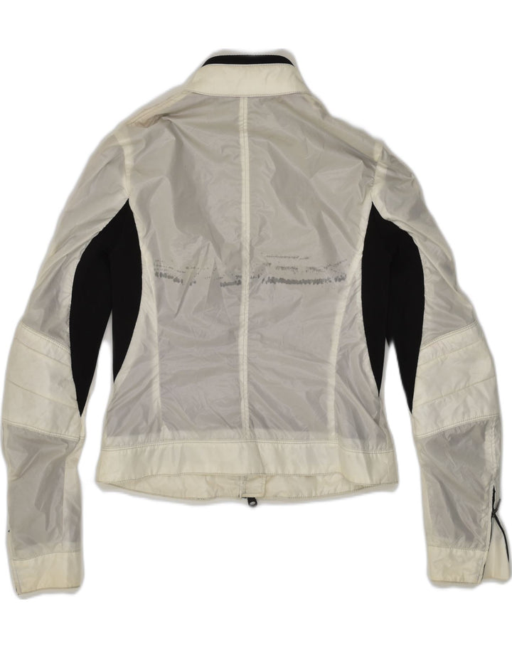 REFRIGIWEAR Womens Biker Jacket UK 10 Small Beige Colourblock Polyester | Vintage Refrigiwear | Thrift | Second-Hand Refrigiwear | Used Clothing | Messina Hembry 