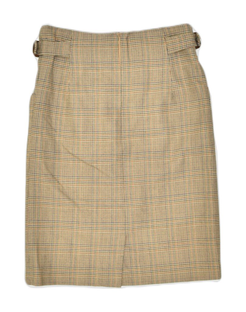 VINTAGE Womens Straight Skirt W28 Small Beige Check Wool | Vintage | Thrift | Second-Hand | Used Clothing | Messina Hembry 