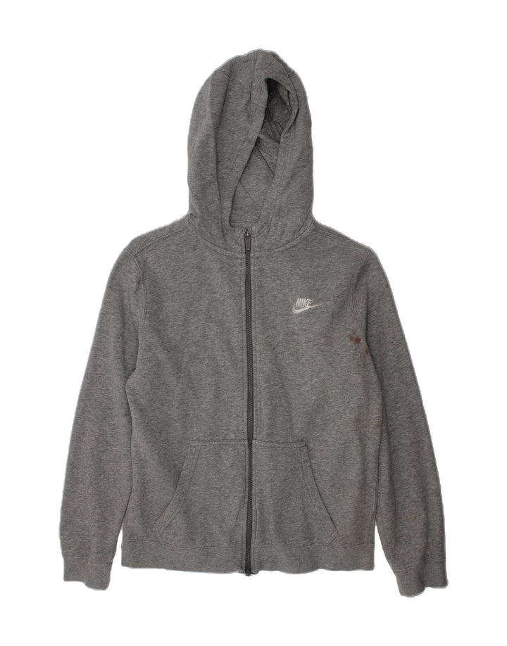 NIKE Boys Zip Hoodie Sweater 12-13 Years Large  Grey Cotton Vintage Nike and Second-Hand Nike from Messina Hembry 
