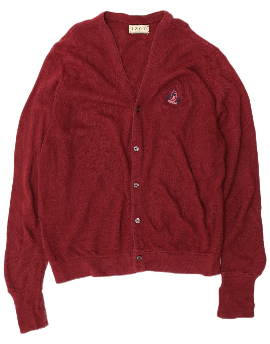 Izod Mens Cardigan Sweater XL Burgundy Acrylic