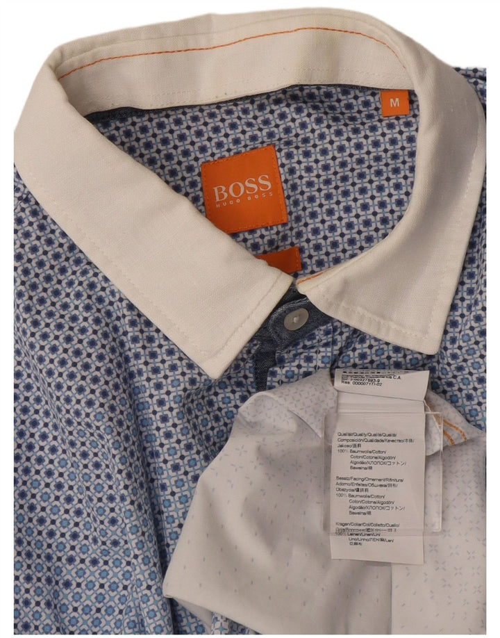 Hugo Boss Mens Shirt Medium Blue Geometric Cotton