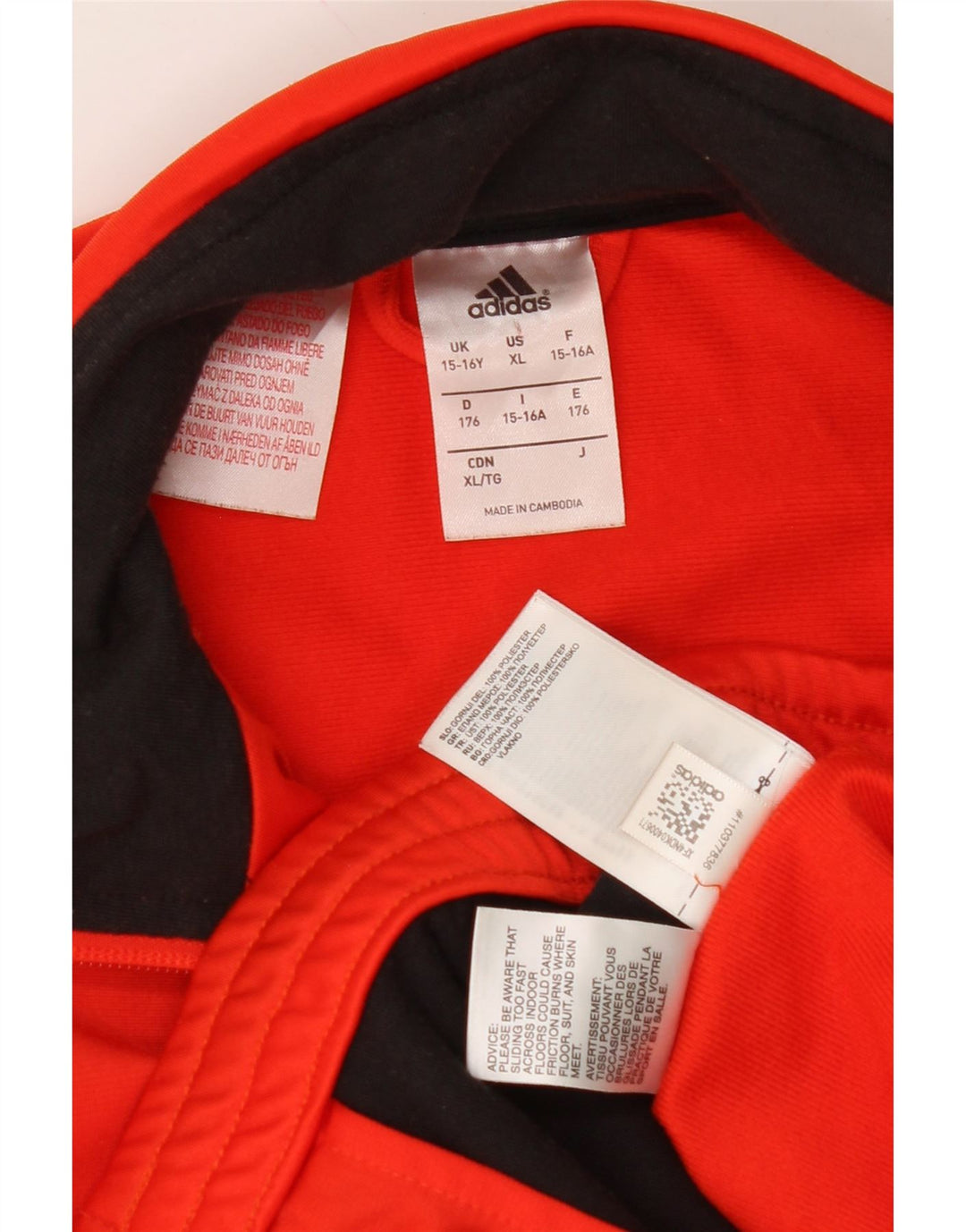 ADIDAS Boys Graphic Tracksuit Top Jacket 15-16 Years Orange Polyester Vintage Adidas and Second-Hand Adidas from Messina Hembry 