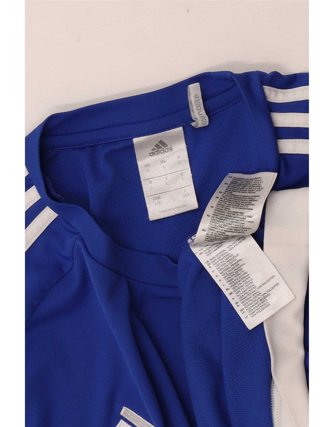 Adidas Mens Climalite T-Shirt Top Large Blue Colourblock Polyester