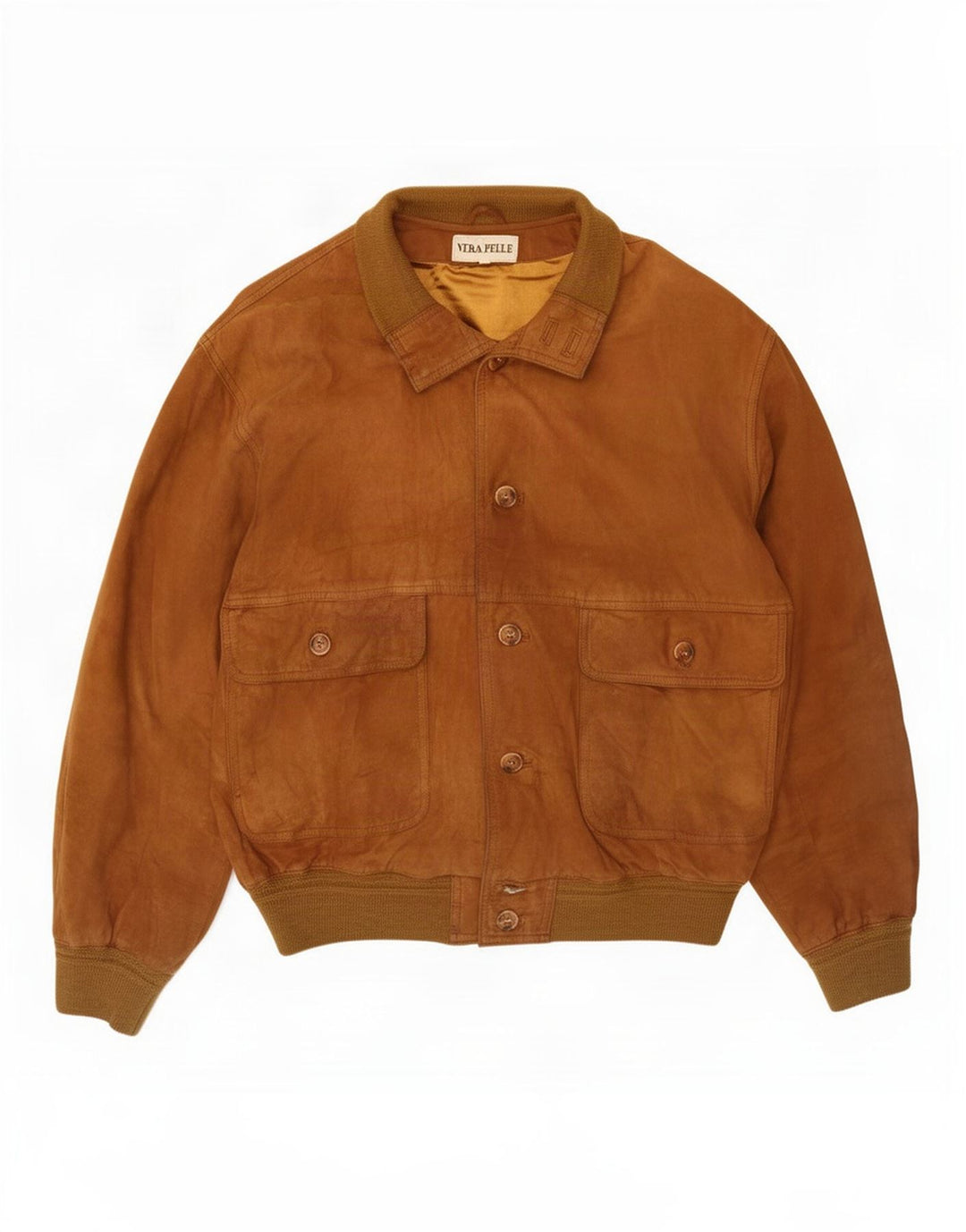 Vintage Mens Suede Bomber Jacket UK 36 Small Brown Leather