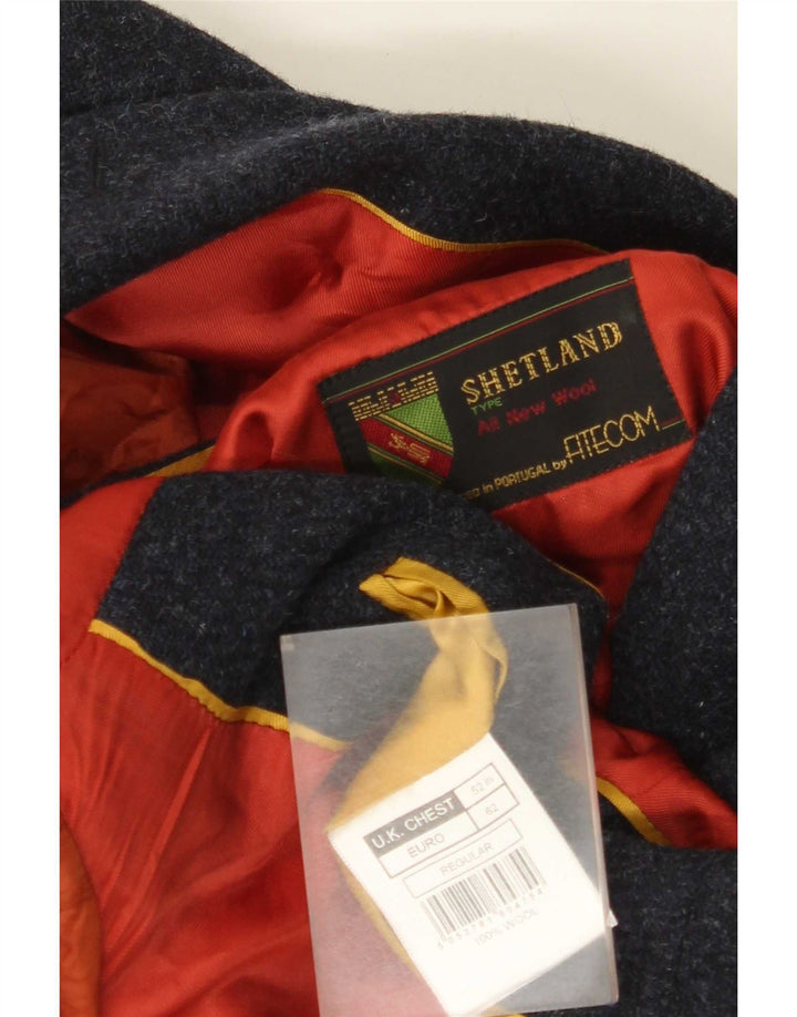 Shetland Mens 2 Button Blazer Jacket Size 52 3XL Navy Blue Wool