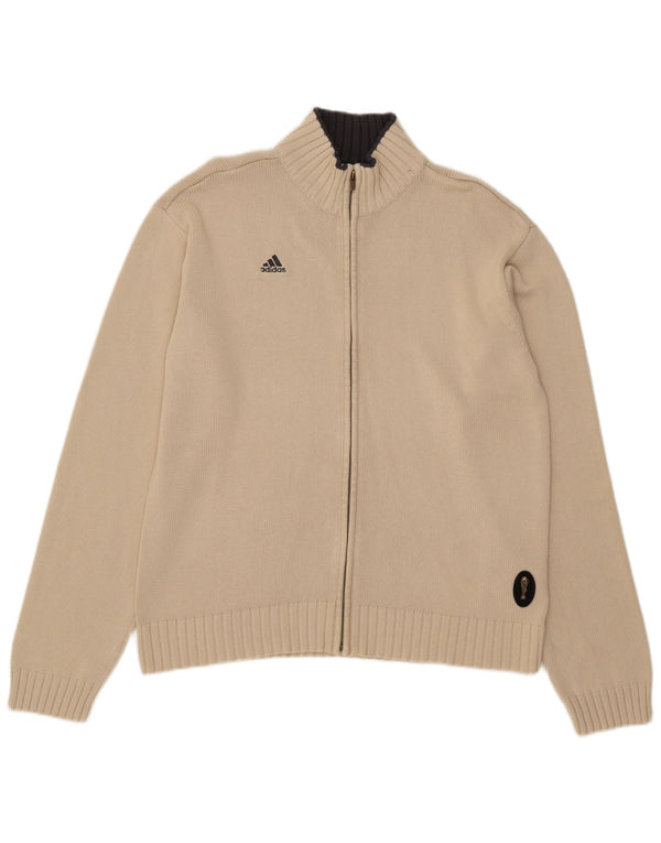 Adidas Mens Cardigan Sweater Medium Beige Acrylic