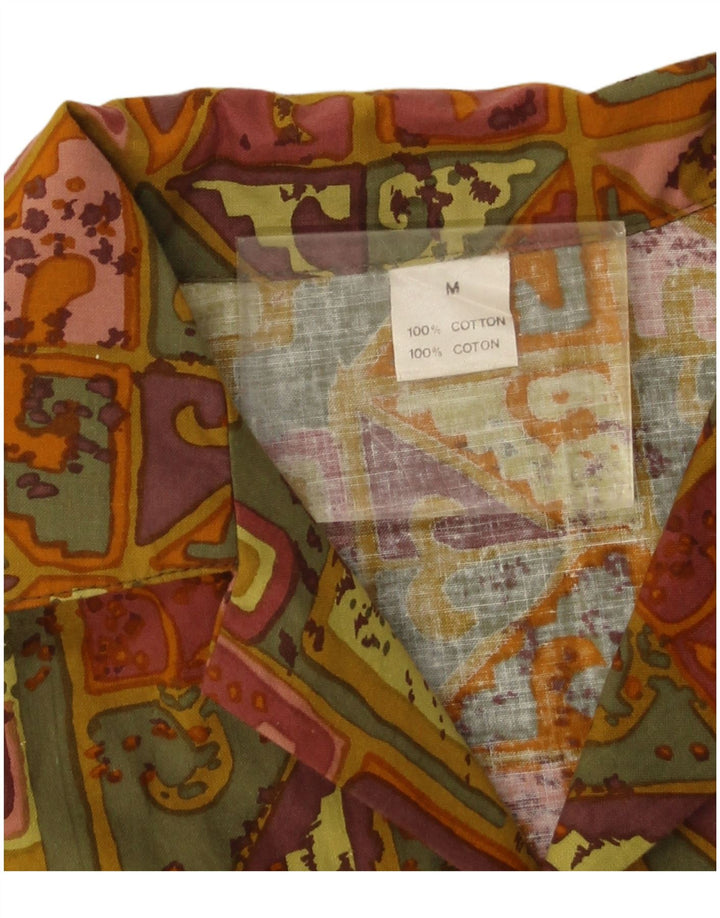 Vintage Mens Short Sleeve Shirt Medium Multicoloured Geometric Cotton