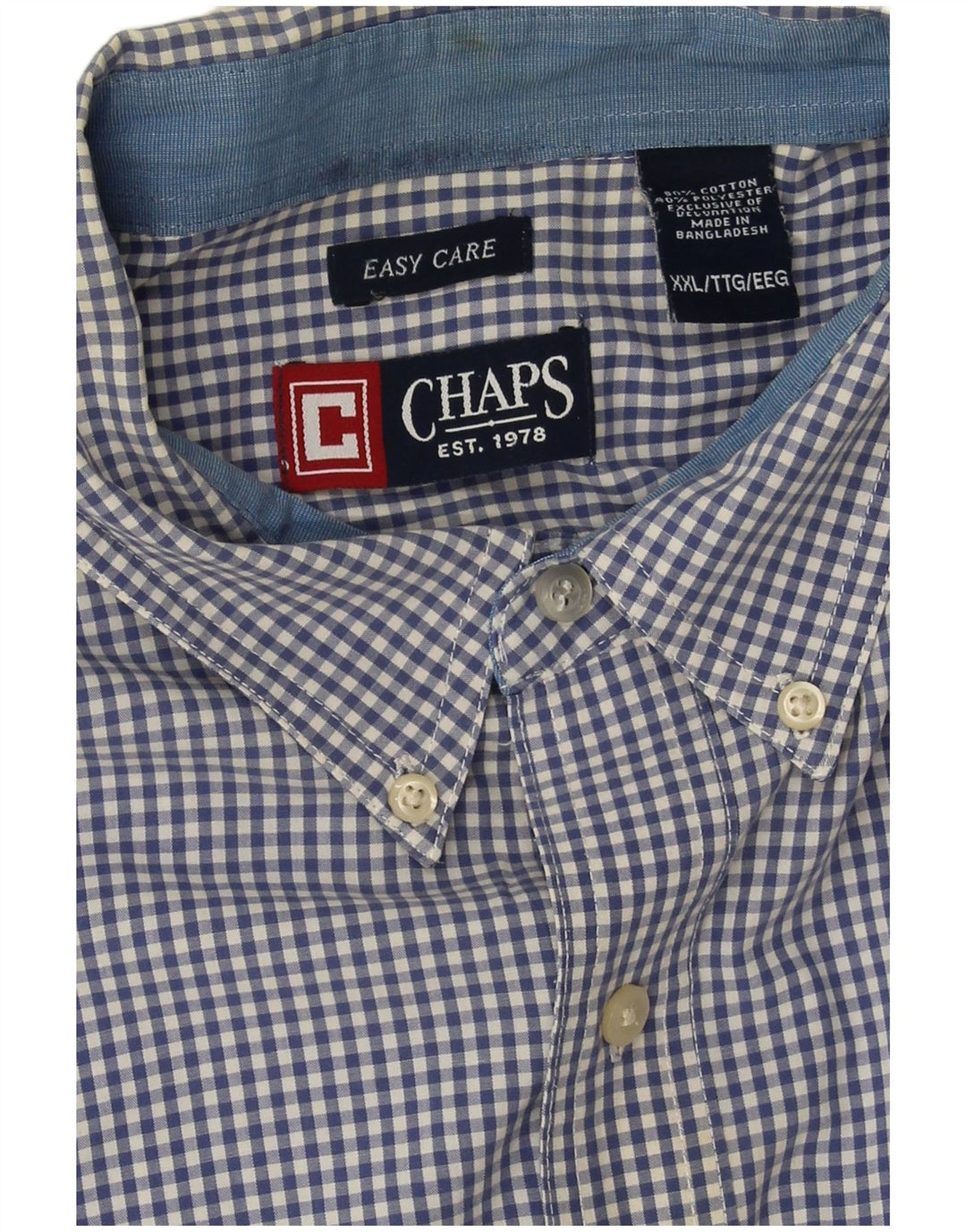 Chaps Mens Shirt 2XL Blue Check Cotton