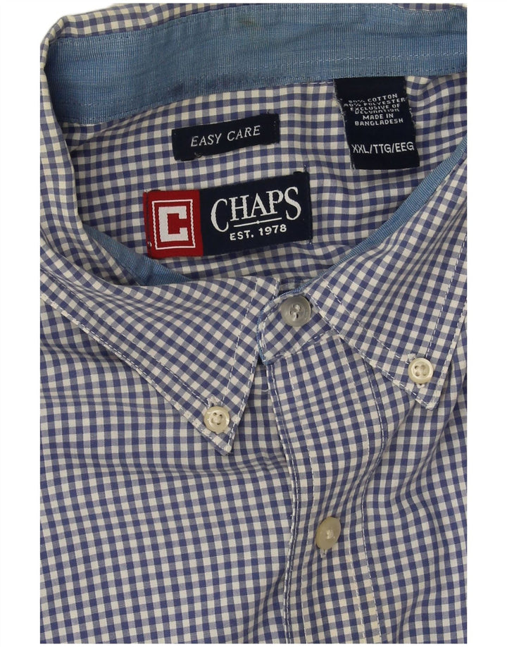 Chaps Mens Shirt 2XL Blue Check Cotton