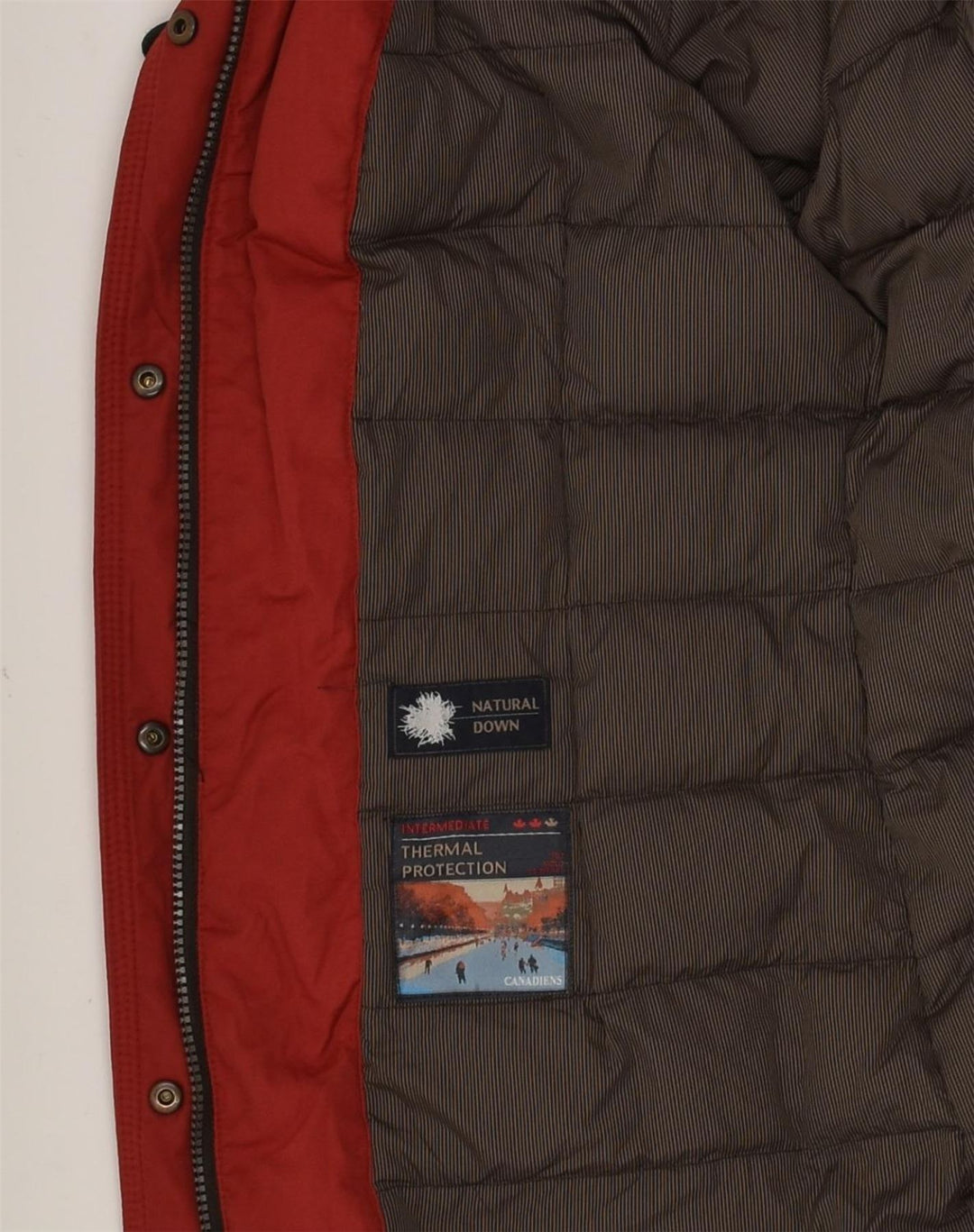 CANADIENS Womens Hooded Duffle Padded Jacket IT 44 Medium Red Cotton | Vintage Canadiens | Thrift | Second-Hand Canadiens | Used Clothing | Messina Hembry 