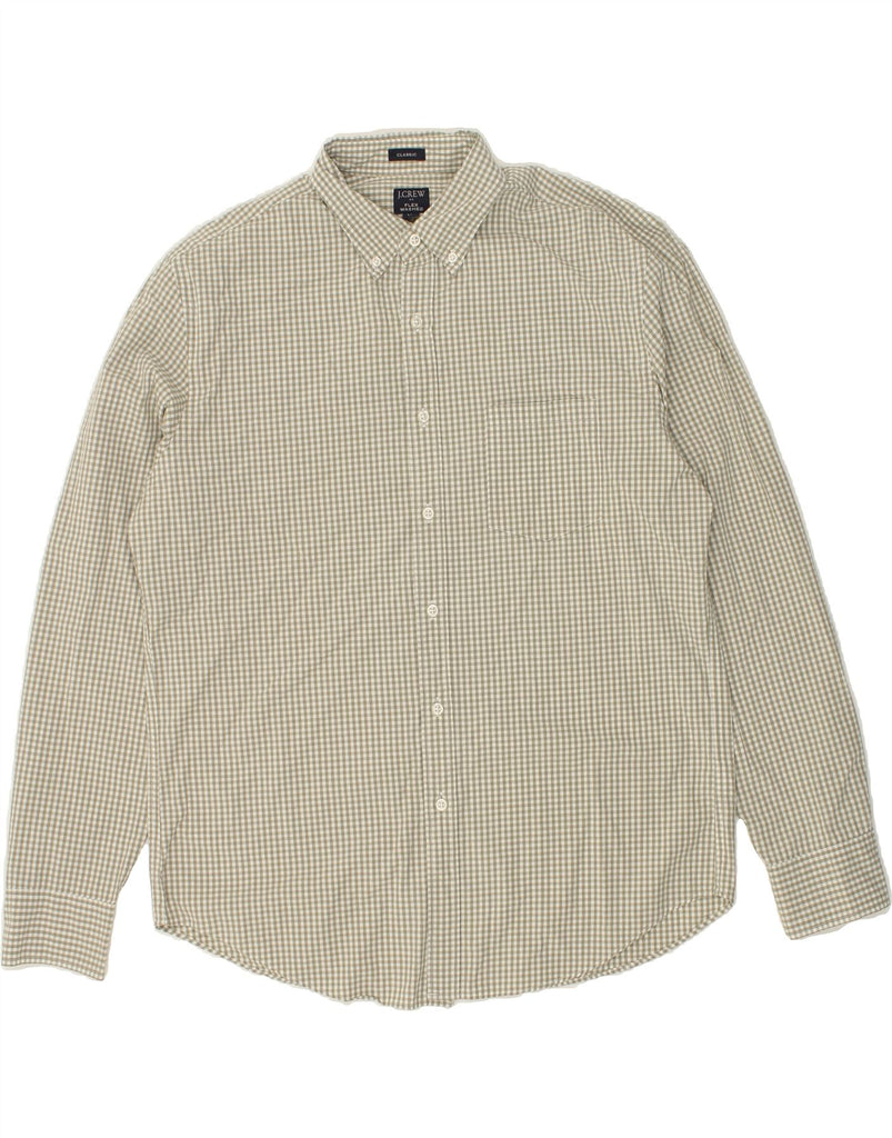 J. CREW Mens Flex Classic Fit Shirt Large Beige Check Cotton | Vintage J. Crew | Thrift | Second-Hand J. Crew | Used Clothing | Messina Hembry 