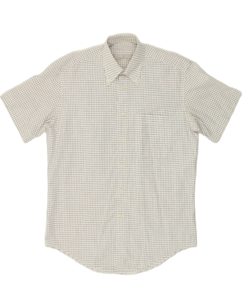 ERMENEGILDO ZEGNA Mens Short Sleeve Shirt Size 15 1/2 Medium White Check Vintage Ermenegildo Zegna and Second-Hand Ermenegildo Zegna from Messina Hembry 