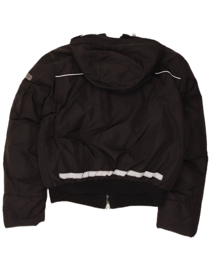 PEUTEREY Mens Hooded Padded Bomber Jacket UK 40 Large Black Polyamide