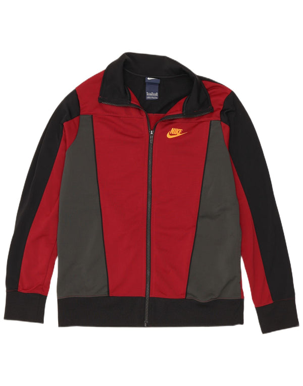 Nike Boys Tracksuit Top Jacket 13-14 Years XL Burgundy Colourblock