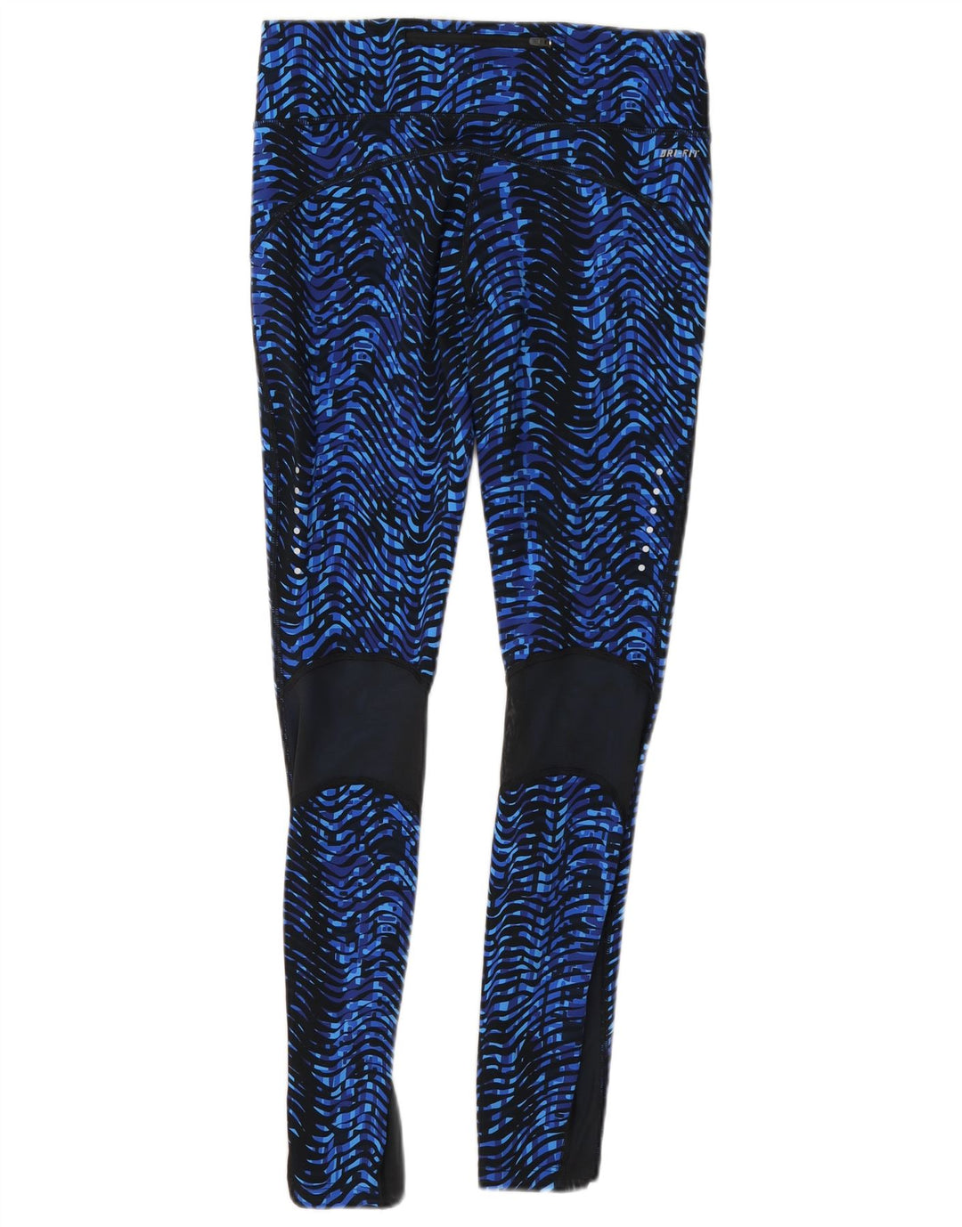 Nike Womens Dri Fit Abstract Pattern Leggings UK 12 Medium Blue Chevron