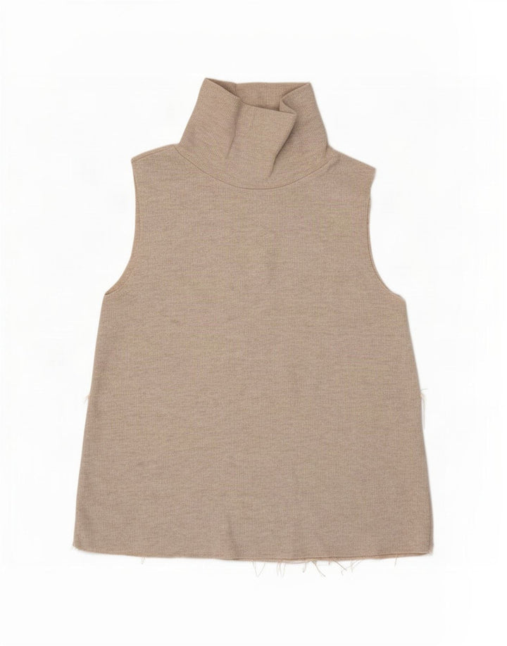 Zara Womens Vest Top UK 12 Medium Beige Polyester