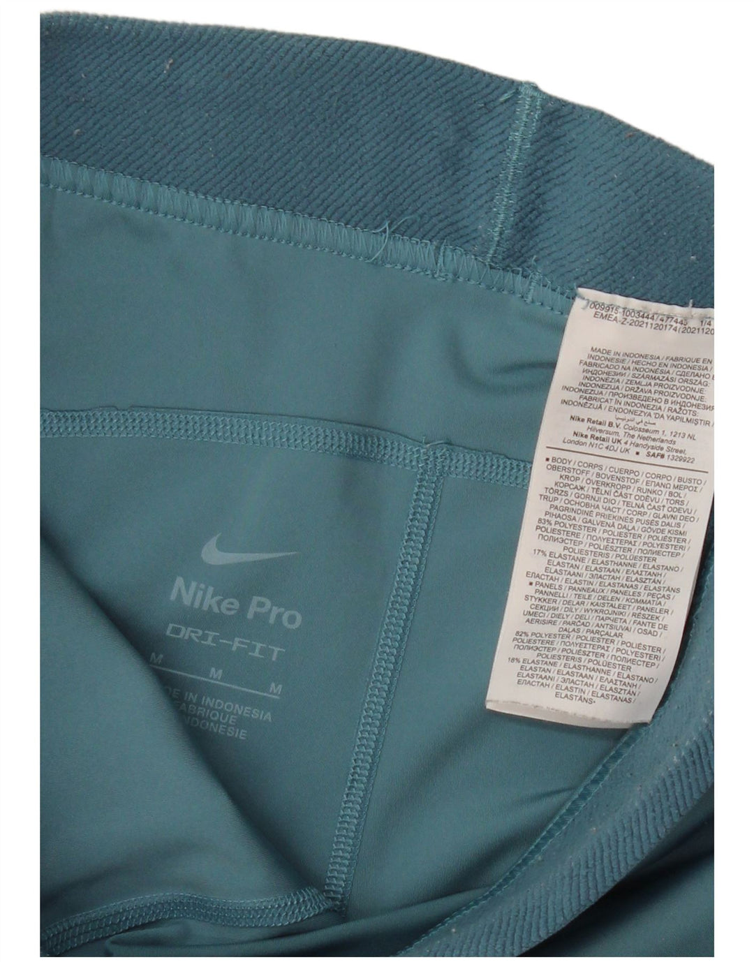 Nike Womens Dri Fit Graphic Leggings UK 12 Medium Turquoise Polyester