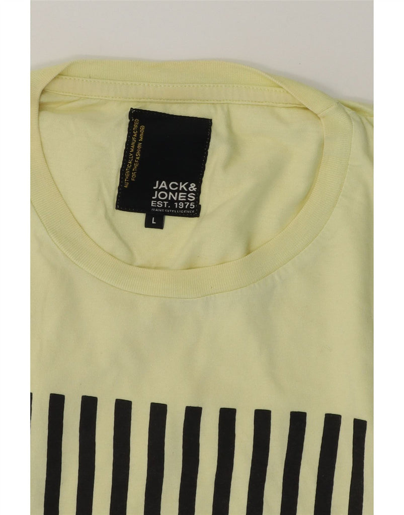 JACK & JONES Mens Graphic T-Shirt Top Large Yellow Cotton Vintage Jack & Jones and Second-Hand Jack & Jones from Messina Hembry 