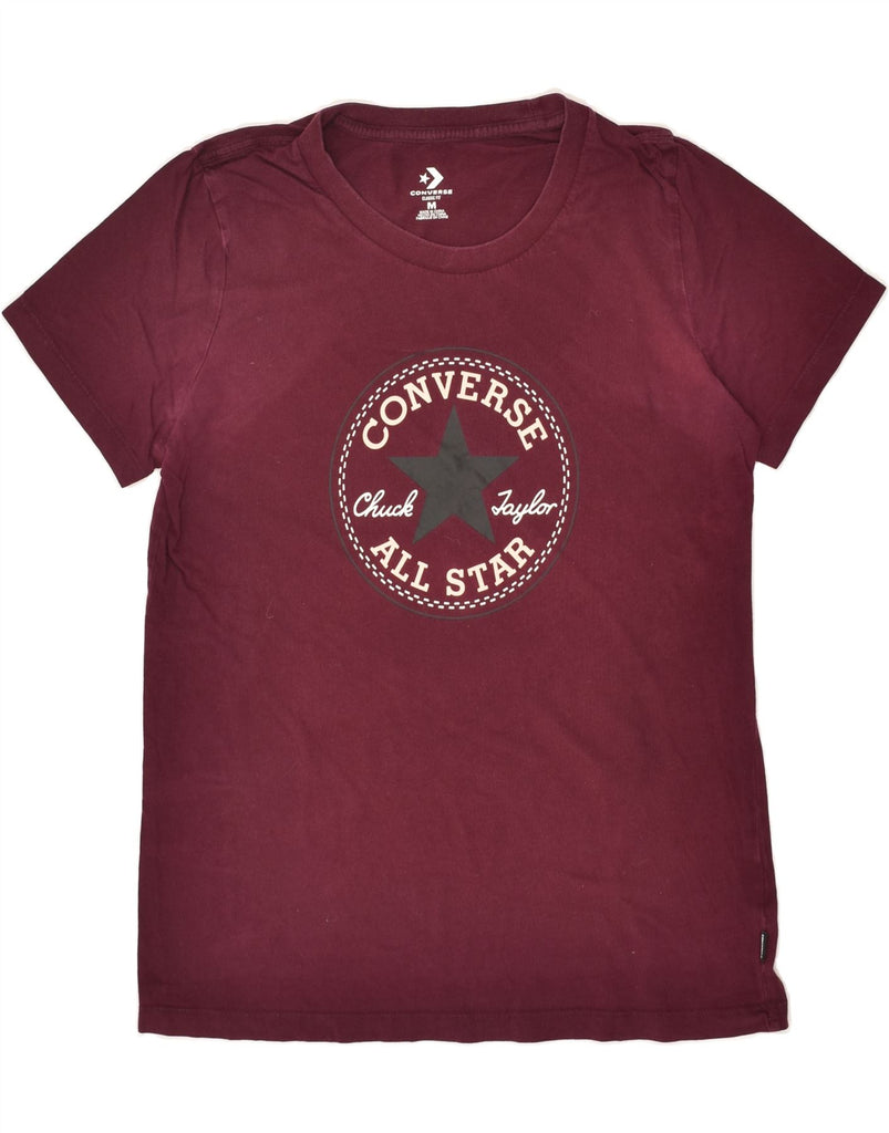 CONVERSE Womens Classic Fit Graphic T-Shirt Top UK 14 Medium Burgundy | Vintage Converse | Thrift | Second-Hand Converse | Used Clothing | Messina Hembry 