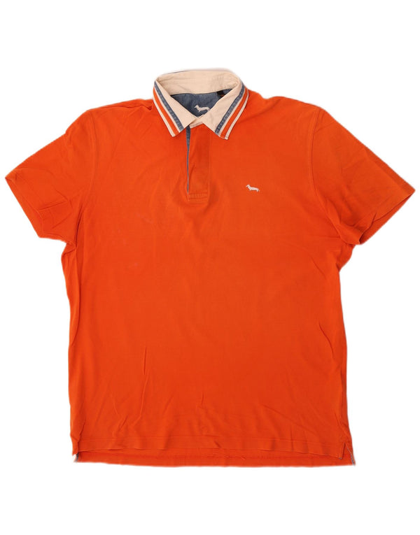 Harmont & Blaine Mens Polo Shirt XL Orange Colourblock Cotton