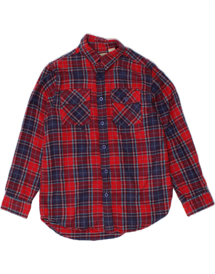 L.L.BEAN Boys Flannel Shirt 14-15 Years Large Red Check Cotton Vintage L.L.Bean and Second-Hand L.L.Bean from Messina Hembry 