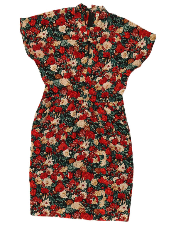Vintage Womens Sheath Dress IT 46 Large Multicoloured Floral Silk