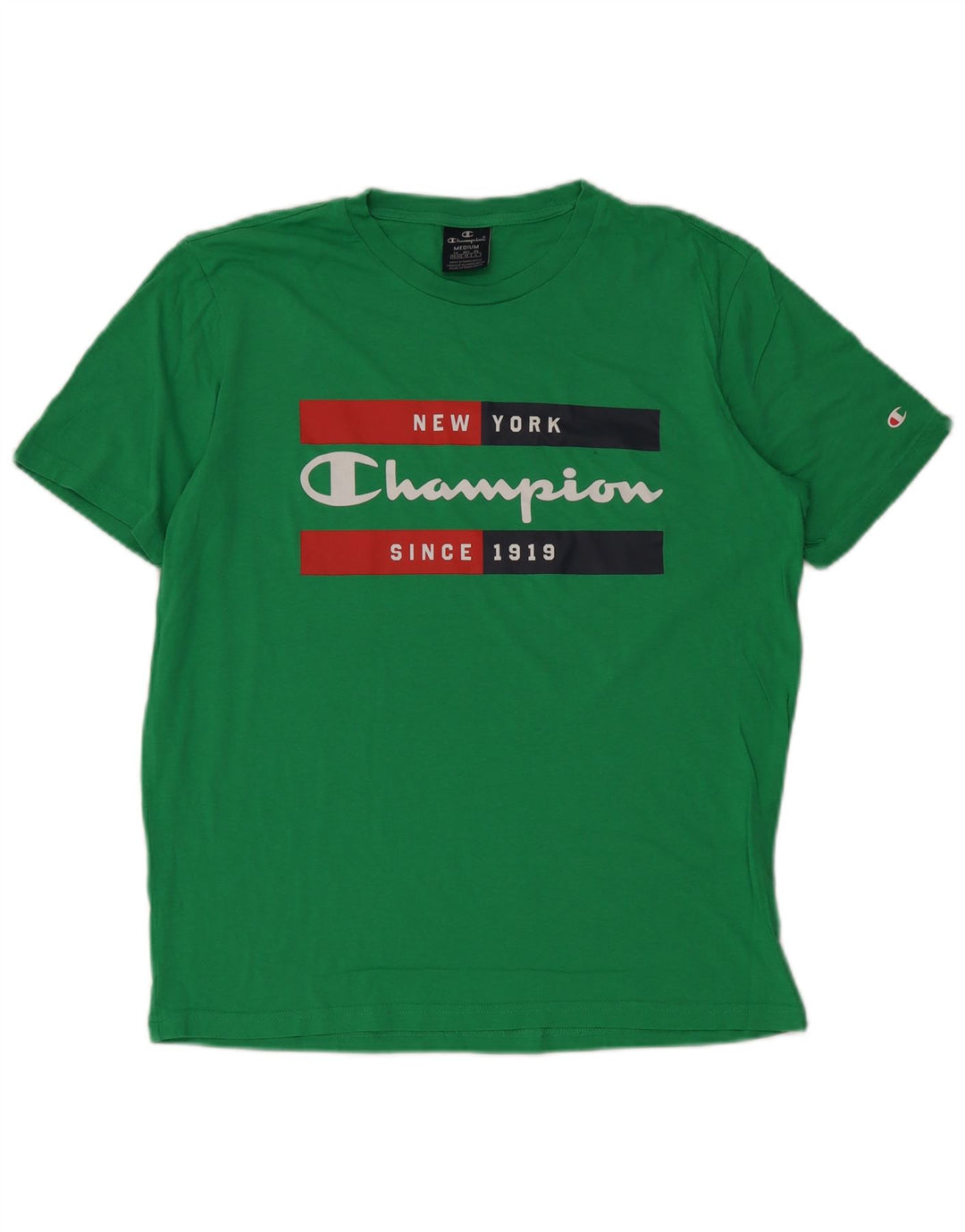 Champion Mens Graphic T-Shirt Top Medium Green Cotton